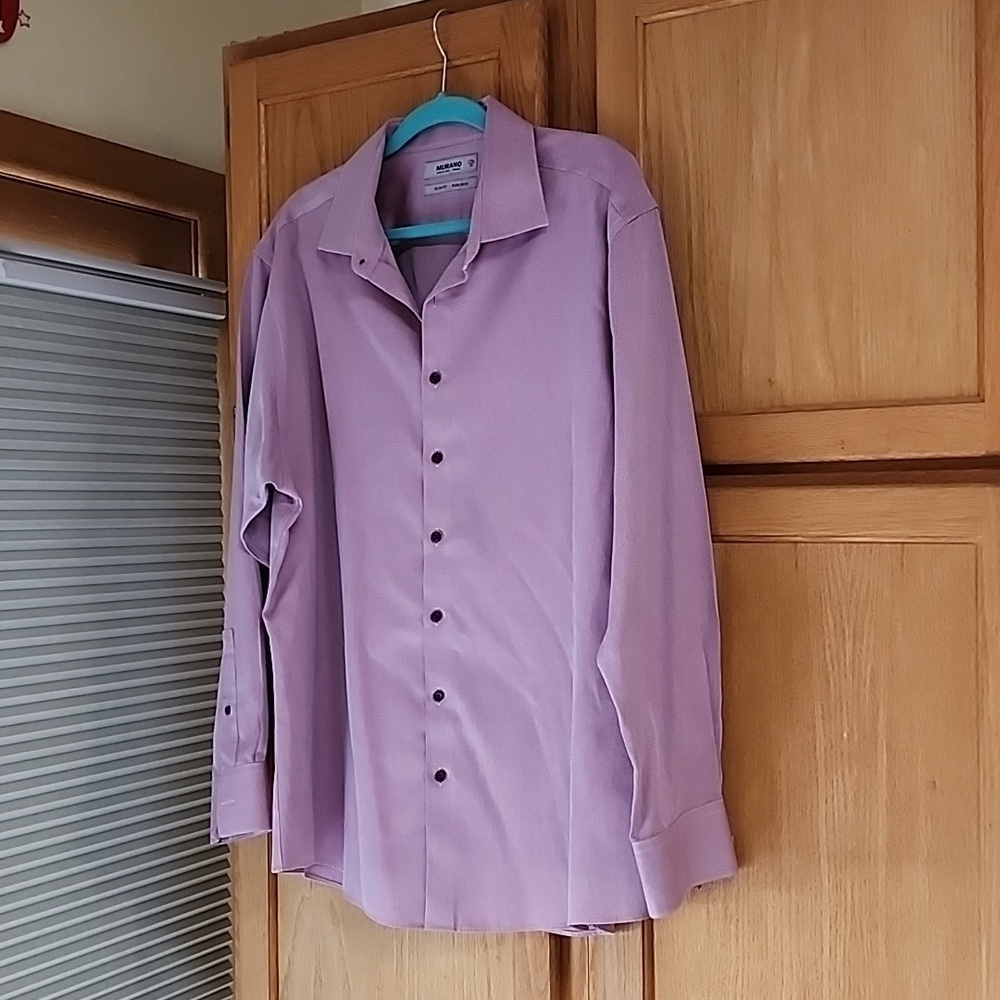 Murano Slim-fit Non-Iron Long Sleeve Woven Shirt, Size: L